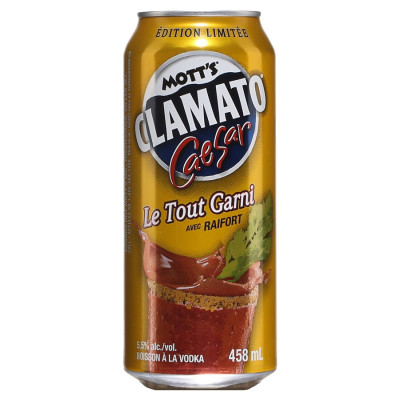 Mott's Clamato Caesar Le Tout Garni<br>Cooler au spiritueux | 478 ml | États-Unis