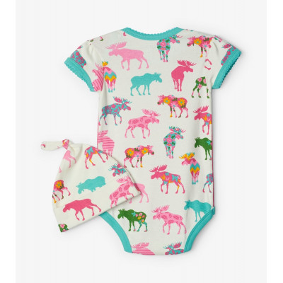 Little Blue House Hatley<br>Cache-Couche et Bonnet<br>Orignaux à motifs