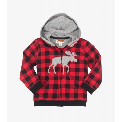 Little Blue House Hatley<br>Veste à Capuchon<br>Enfant Orignal Tartan Rouge et Noir