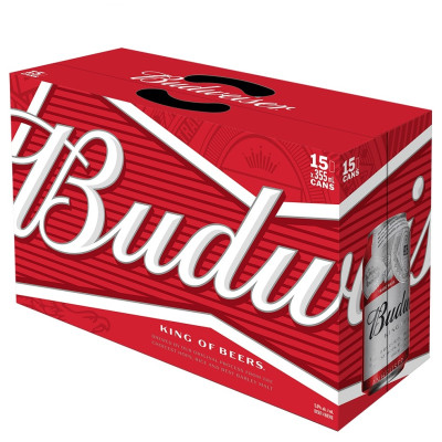 Labatt<br>Budweiser<br>Lager Pâle<br>15 x 355 ml<br>Canettes