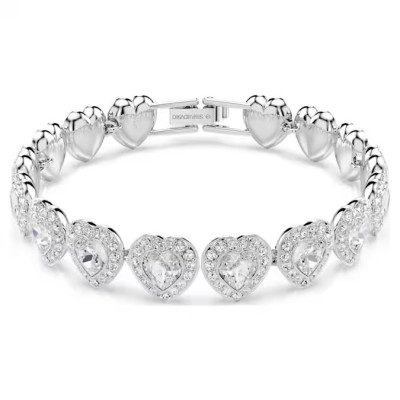 Swarovski<br>Bracelet Ariana Grande x Swarovski<br>Tailles variées, Cœur, Blanc, Métal rhodié
