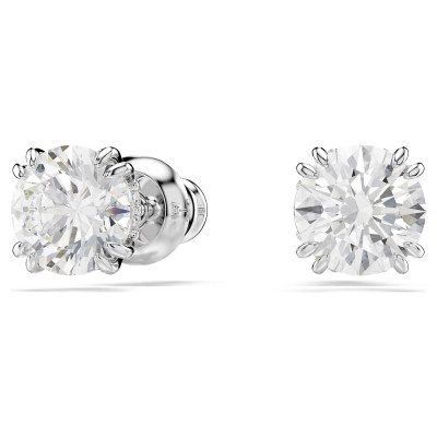 Swarovski<br>Clous d'oreilles Stilla<br>Taille ronde, Blanches, Métal rhodié