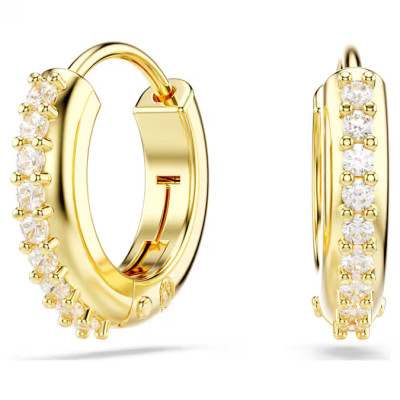 Swarovski<br>Anneaux d'oreilles Matrix<br>Taille ronde, Blanches, Plaqué or 18 carats