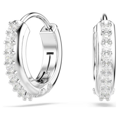 Swarovski<br>Anneaux d'oreilles Matrix<br>Taille ronde, Blanches, Métal rhodié