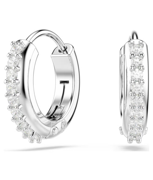 Swarovski<br>Anneaux d'oreilles Matrix<br>Taille ronde, Blanches, Métal rhodié
