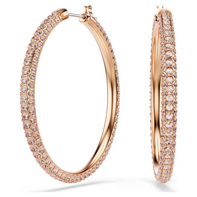 Swarovski<br>Anneaux d'oreilles Dextera<br>Pavé, Larges, Blanches, Plaqué or rose 18 carats