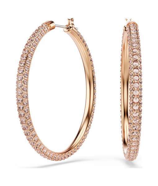 Swarovski<br>Anneaux d'oreilles Dextera<br>Pavé, Larges, Blanches, Plaqué or rose 18 carats