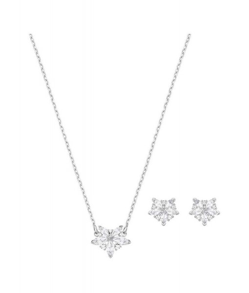 Swarovski<br>Lady Set<br>Necklace Earrings<br>Rhodium Plated Clear Crystal