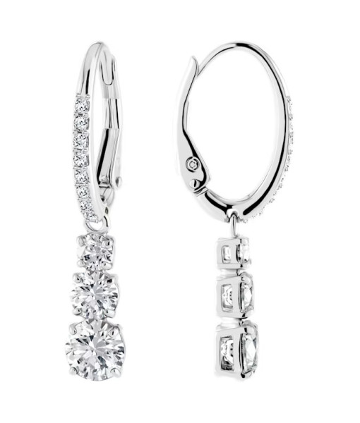 Swarovski<br>Anneaux d'oreilles Stilla Attract<br>Taille ronde, Blanches, Métal rhodié