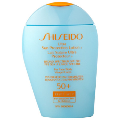 Shiseido<br>Lait Solaire Ultra-protecteur FPS 50+ À Large Spectre WetForce Pour Peaux Sensibles Et Enfants<br>100 ml / 3.3 Fl.oz
